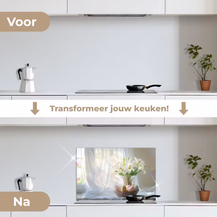 Spatscherm keuken - Vaas - Eieren - Bloemen — 3