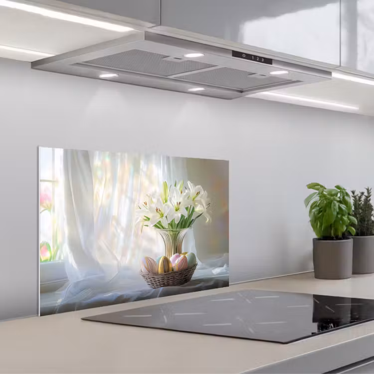 Spatscherm keuken - Vaas - Eieren - Bloemen — 5