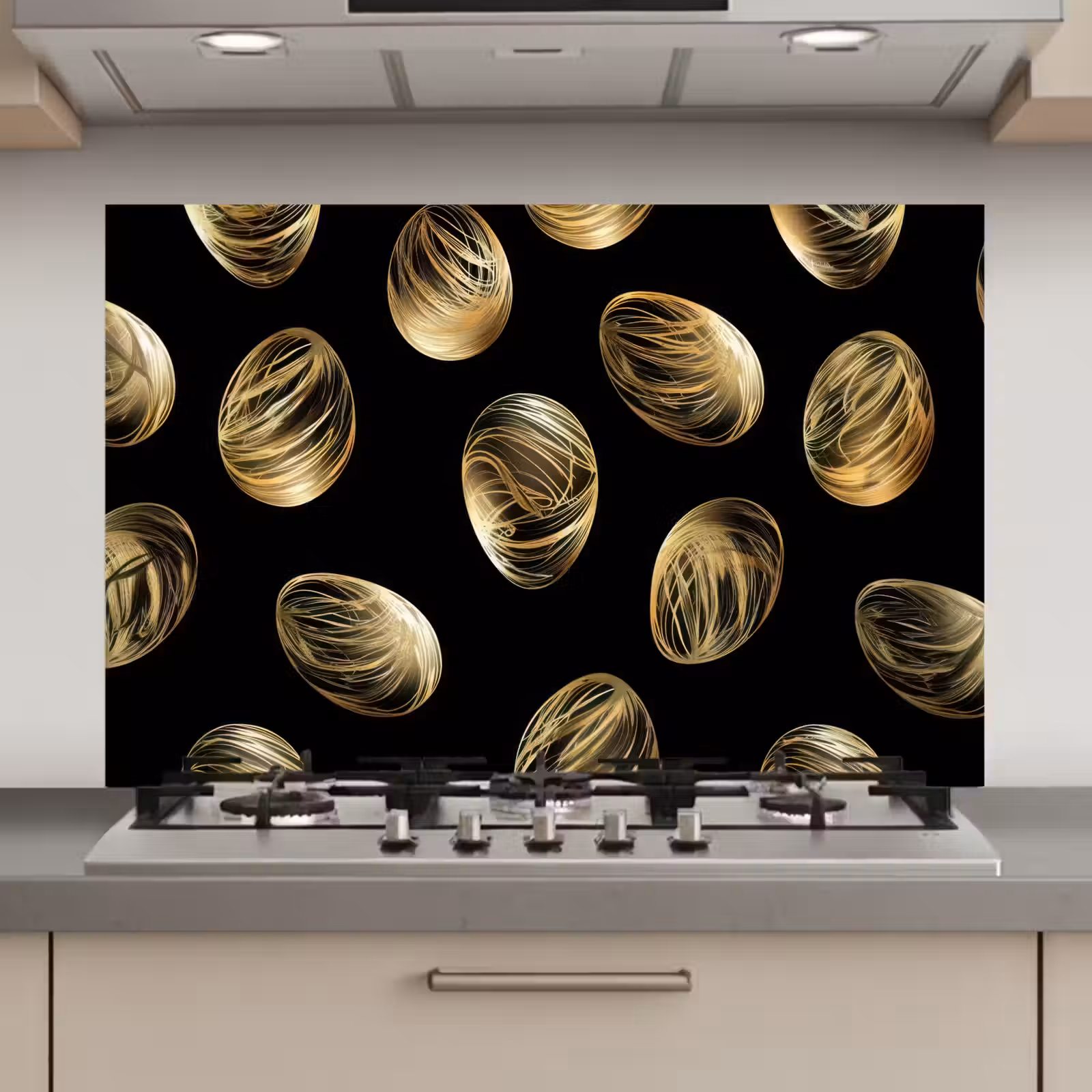 Spatscherm keuken - Eieren - Goud - Patroon — 1