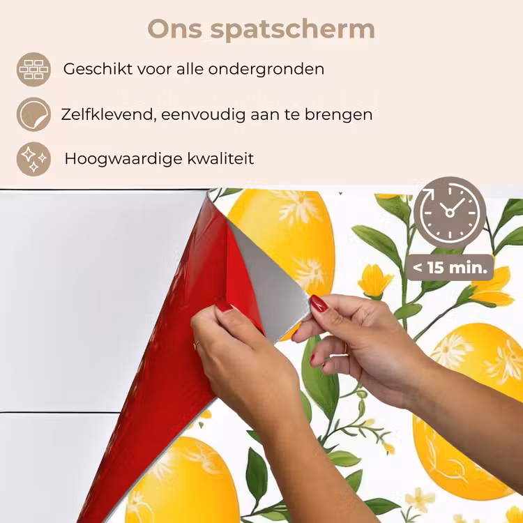 Spatscherm keuken - Bloemen - Paaseieren - Geel — 4