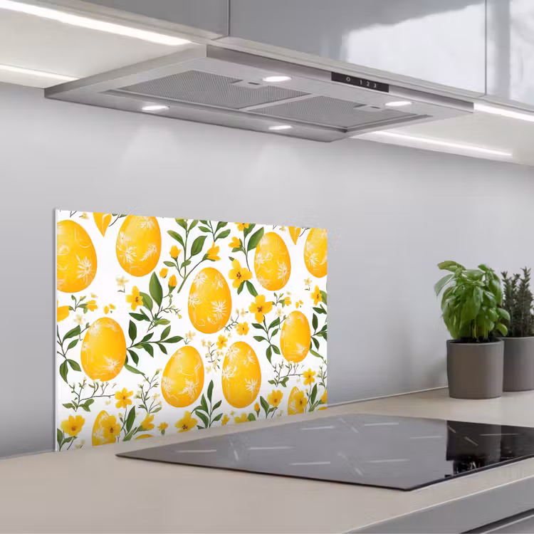 Spatscherm keuken - Bloemen - Paaseieren - Geel — 5