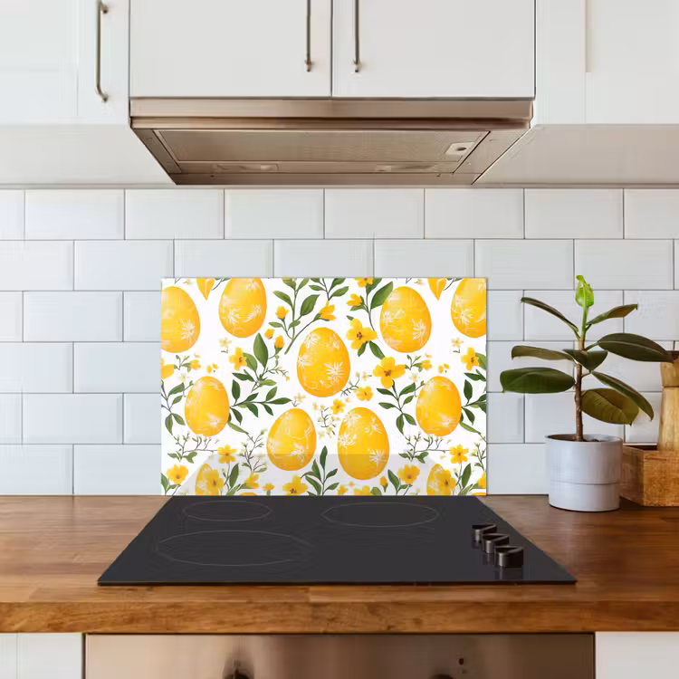 Spatscherm keuken - Bloemen - Paaseieren - Geel — 6