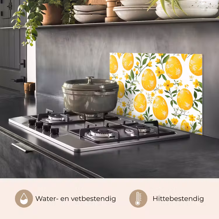 Spatscherm keuken - Bloemen - Paaseieren - Geel — 7