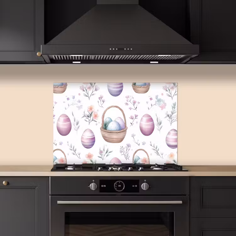 Spatscherm keuken - Bloemen - Paaseieren - Patroon — 2