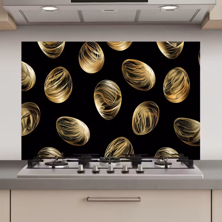 Spatscherm keuken - Eieren - Goud - Patroon — 1