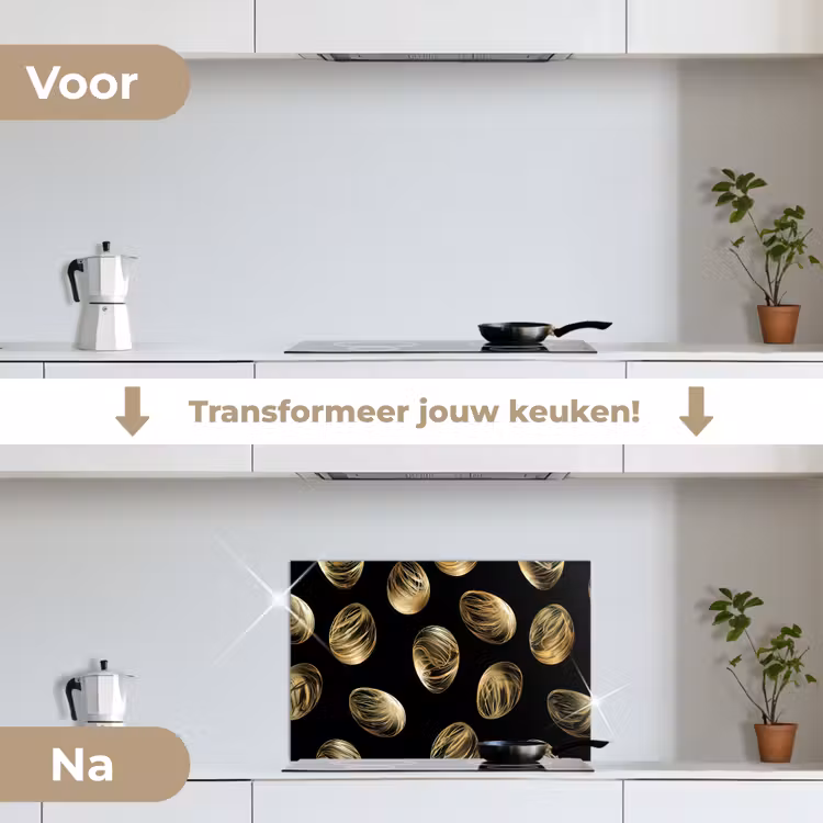 Spatscherm keuken - Eieren - Goud - Patroon — 3