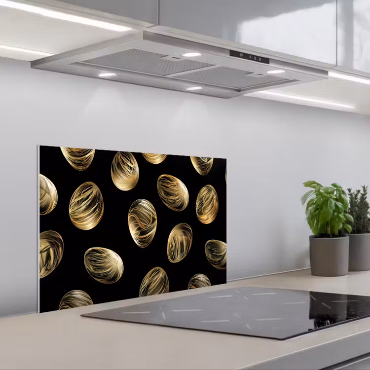Spatscherm keuken - Eieren - Goud - Patroon — 5