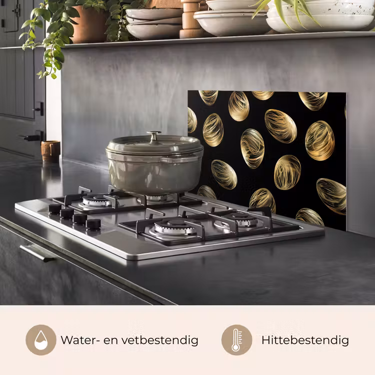 Spatscherm keuken - Eieren - Goud - Patroon — 7