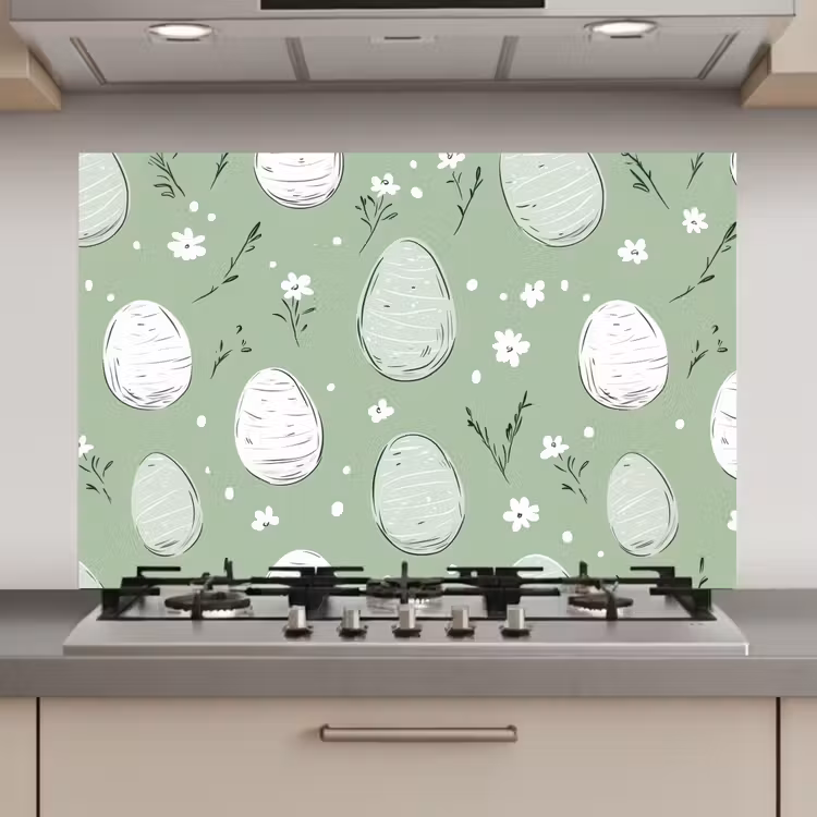 Spatscherm keuken - Groen - Eieren - Patroon — 1