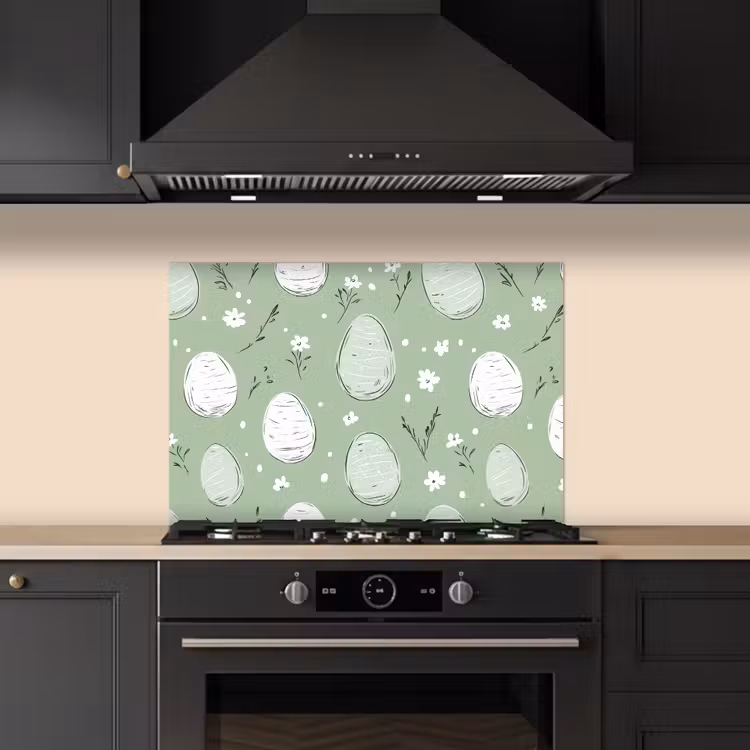 Spatscherm keuken - Groen - Eieren - Patroon — 2
