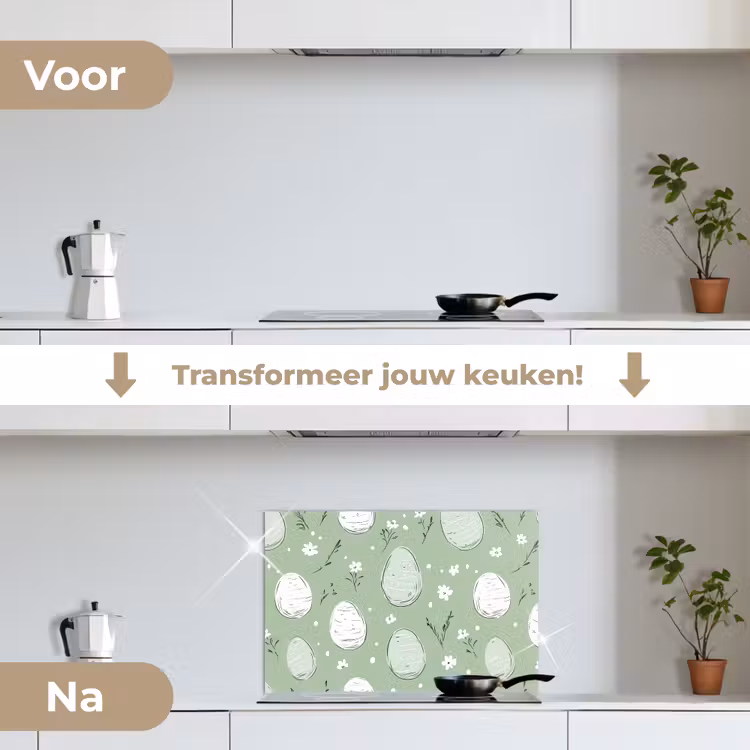 Spatscherm keuken - Groen - Eieren - Patroon — 3