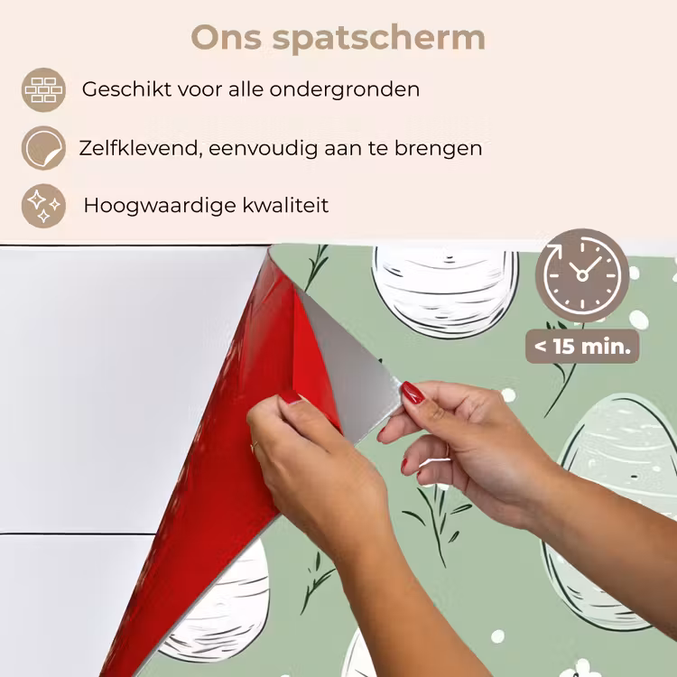 Spatscherm keuken - Groen - Eieren - Patroon — 4