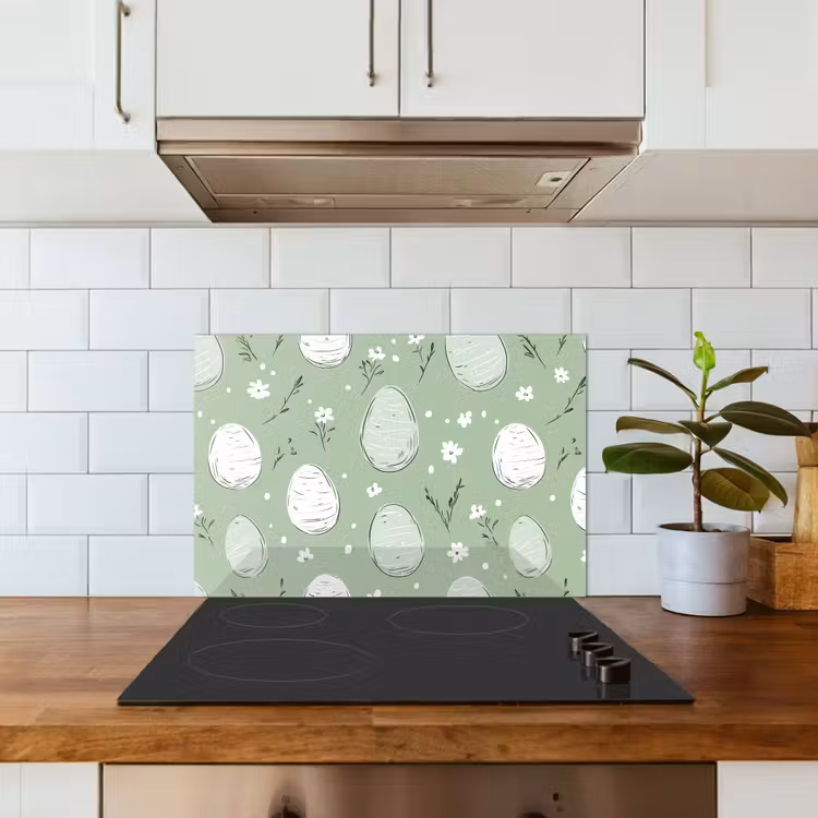 Spatscherm keuken - Groen - Eieren - Patroon — 6