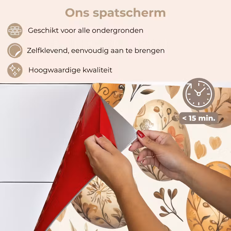Spatscherm keuken - Paaseieren - Bruin - Bloemen — 4