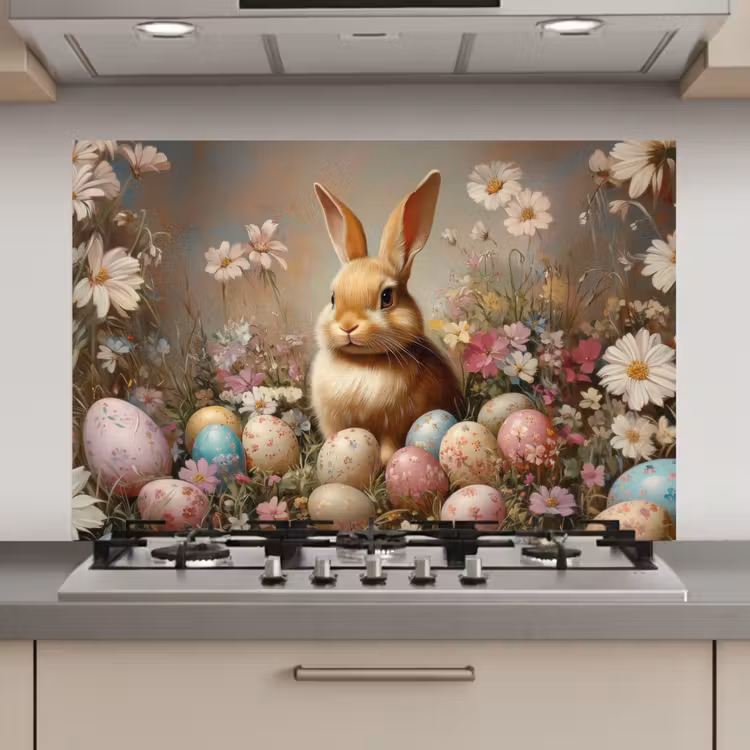 Spatscherm keuken - Paashaas - Lente - Paaseieren — 1