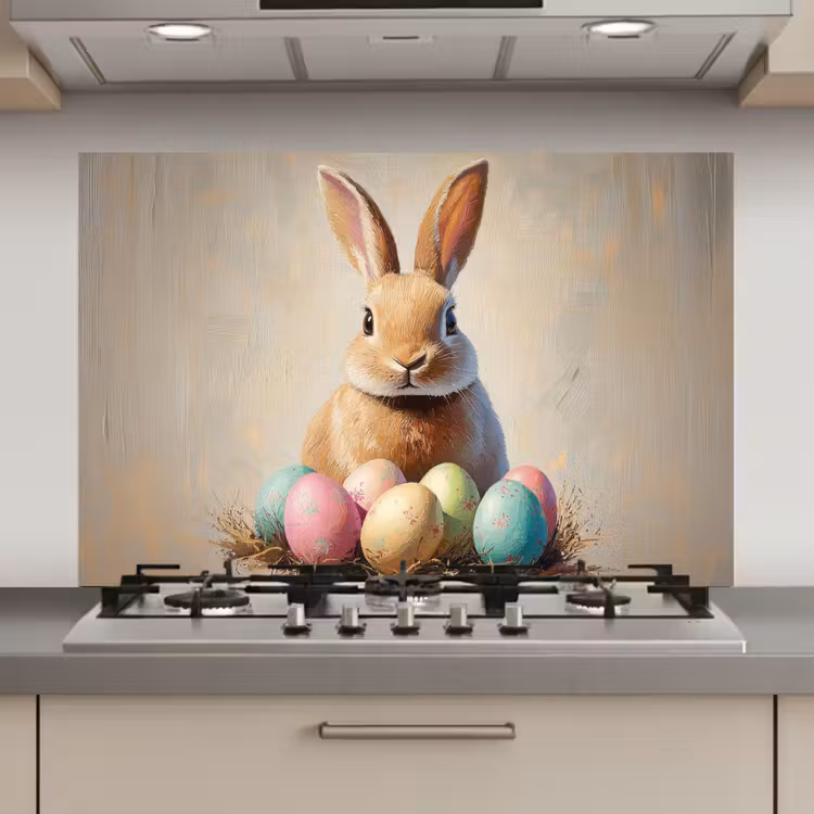 Spatscherm keuken - Paashaas - Pastel - Eieren — 1