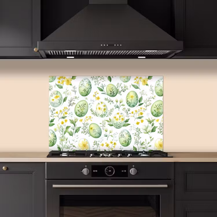 Spatscherm keuken - Patroon - Groen - Eieren — 2