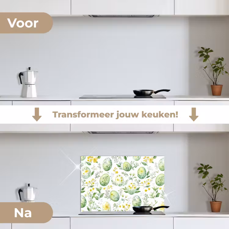 Spatscherm keuken - Patroon - Groen - Eieren — 3