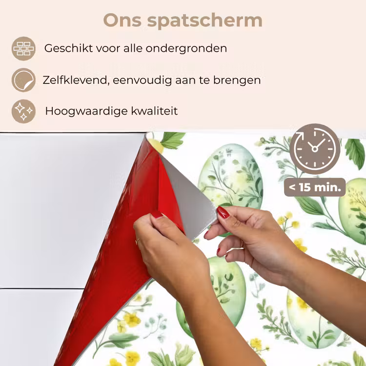 Spatscherm keuken - Patroon - Groen - Eieren — 4