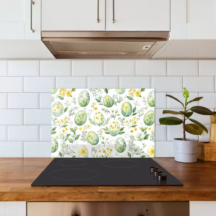 Spatscherm keuken - Patroon - Groen - Eieren — 6