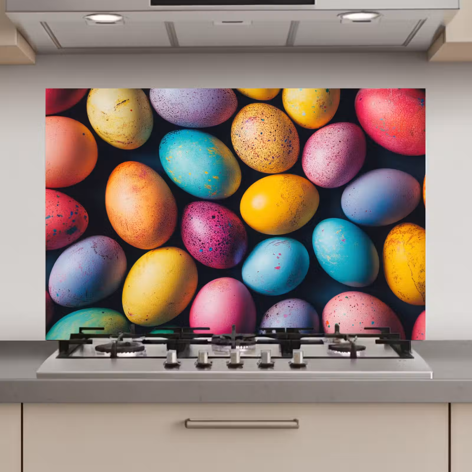 Spatscherm keuken - Kleurrijk - Paaseitjes - Spetters — 1