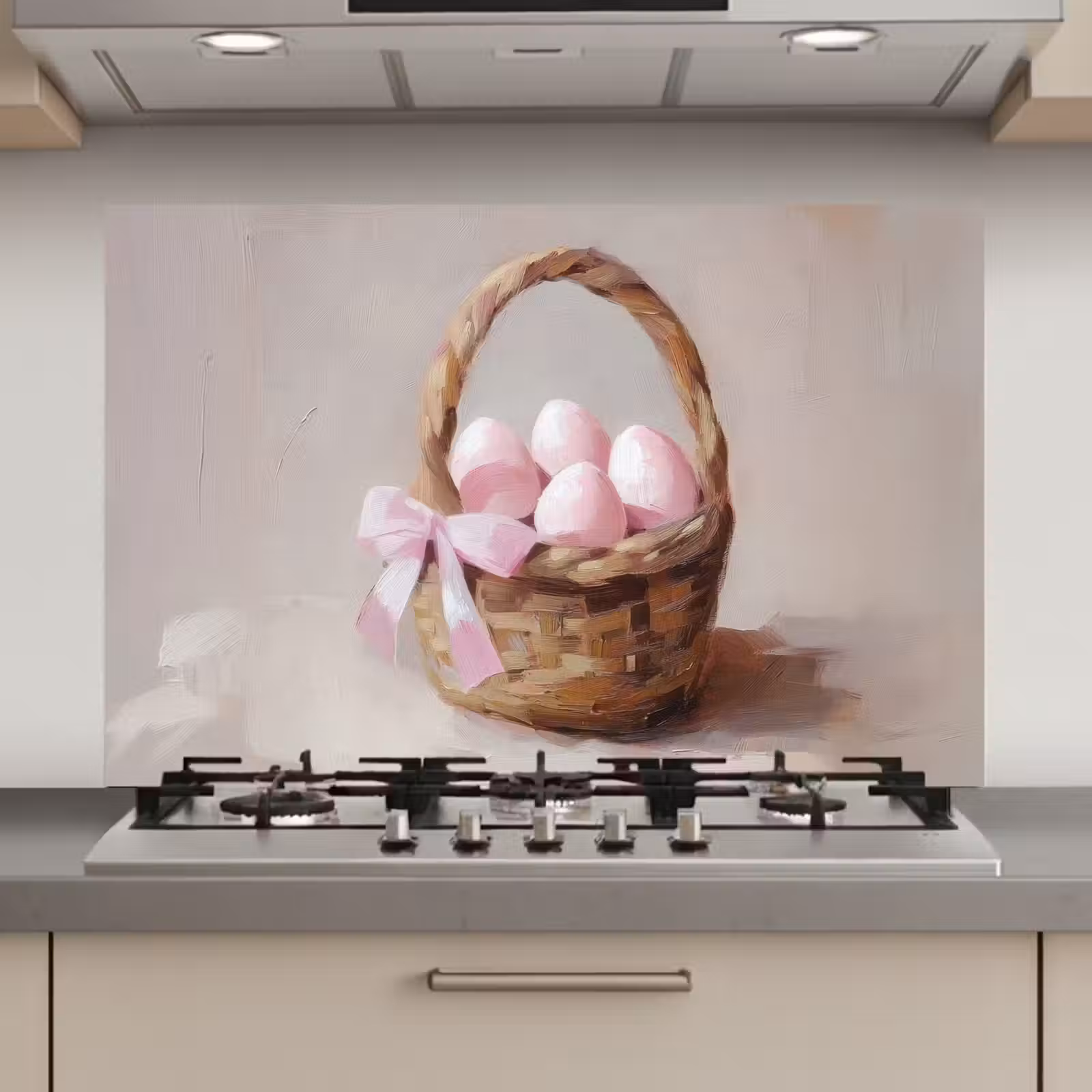 Spatscherm keuken - Mand - Eieren - Roze — 1