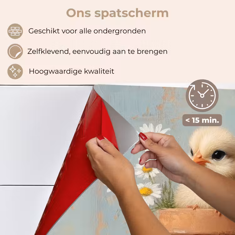 Spatscherm keuken - Bloempot - Kuiken - Bloemetjes — 4