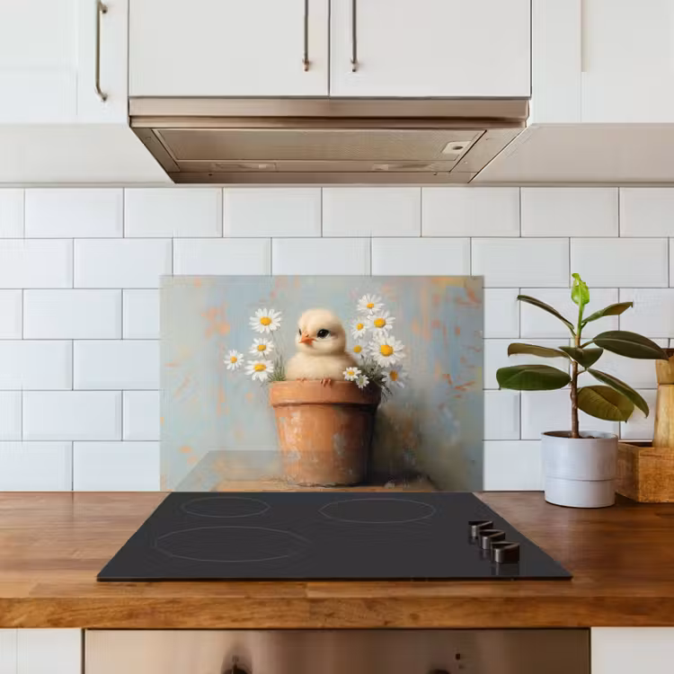 Spatscherm keuken - Bloempot - Kuiken - Bloemetjes — 6