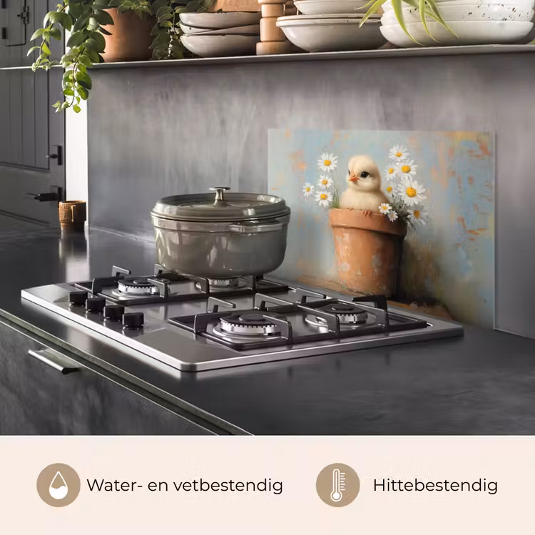 Spatscherm keuken - Bloempot - Kuiken - Bloemetjes — 7