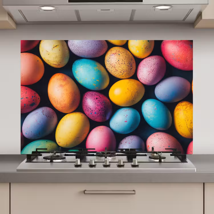 Spatscherm keuken - Kleurrijk - Paaseitjes - Spetters — 1