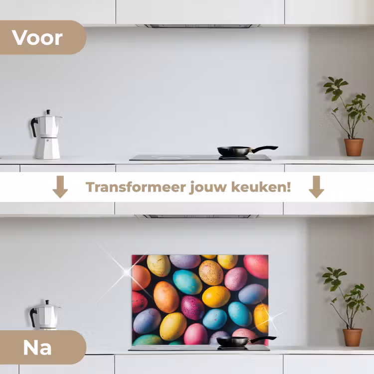 Spatscherm keuken - Kleurrijk - Paaseitjes - Spetters — 3