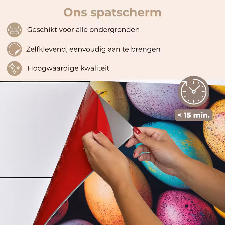 Spatscherm keuken - Kleurrijk - Paaseitjes - Spetters — 4