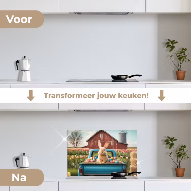 Spatscherm keuken - Konijn - Boerderij - Eieren — 3