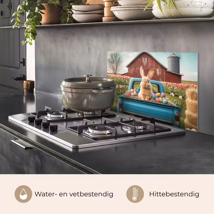Spatscherm keuken - Konijn - Boerderij - Eieren — 7