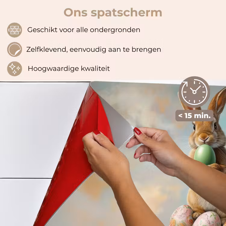 Spatscherm keuken - Konijn - Eieren - Kleurrijk — 4