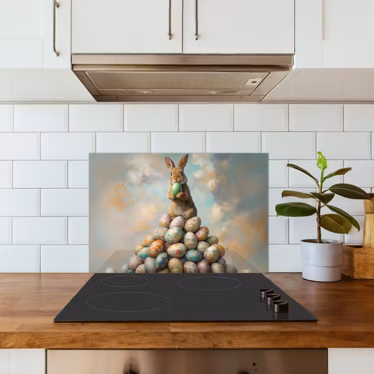 Spatscherm keuken - Konijn - Eieren - Kleurrijk — 6