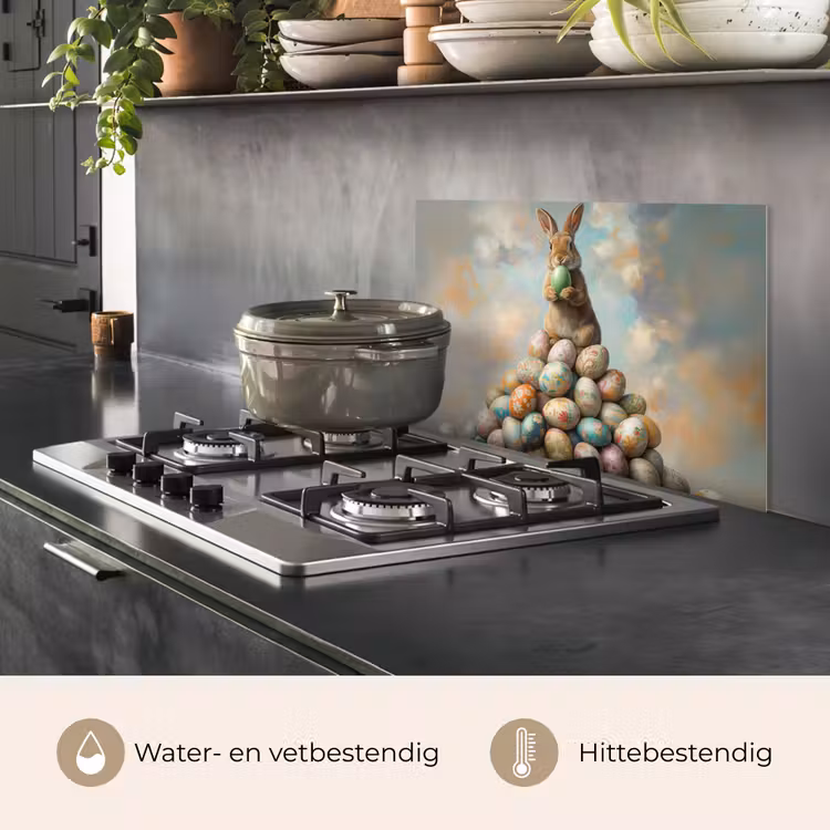 Spatscherm keuken - Konijn - Eieren - Kleurrijk — 7