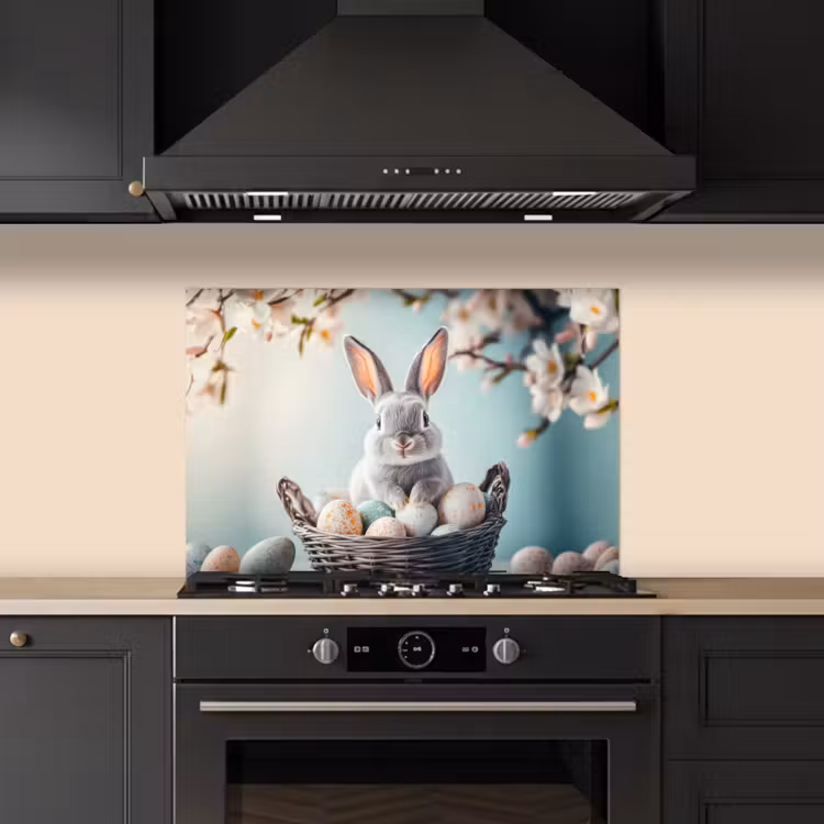 Spatscherm keuken - Konijn - Eieren - Mand — 2