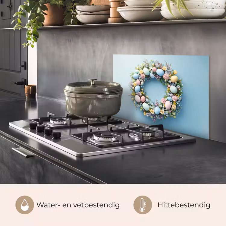 Spatscherm keuken - Krans - Eieren - Bloemen — 7