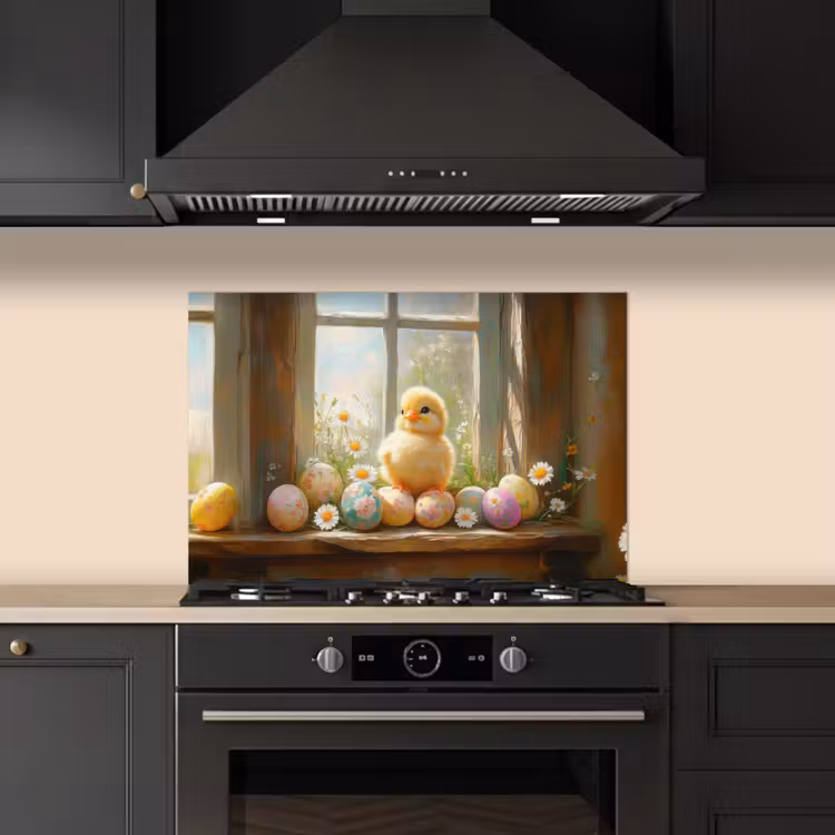Spatscherm keuken - Kuiken - Raam - Paaseieren — 2