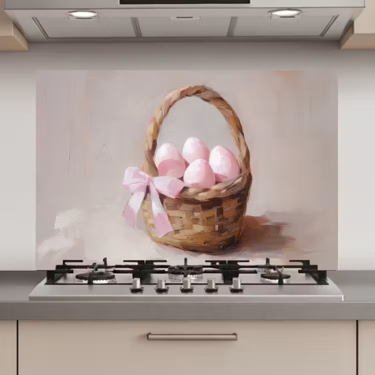 Spatscherm keuken - Mand - Eieren - Roze — 1