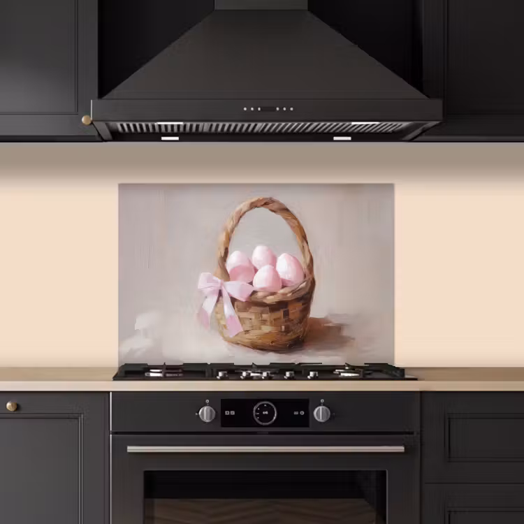 Spatscherm keuken - Mand - Eieren - Roze — 2