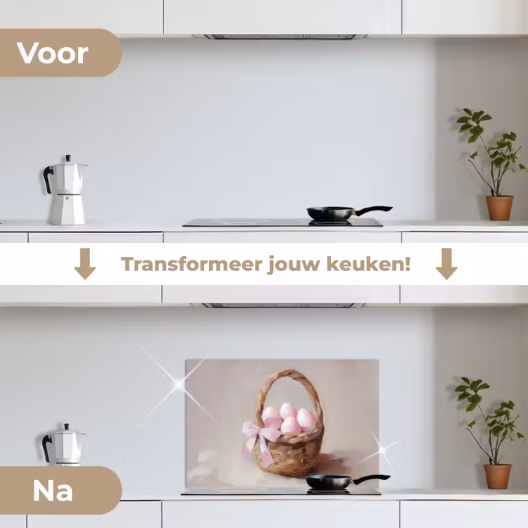 Spatscherm keuken - Mand - Eieren - Roze — 3