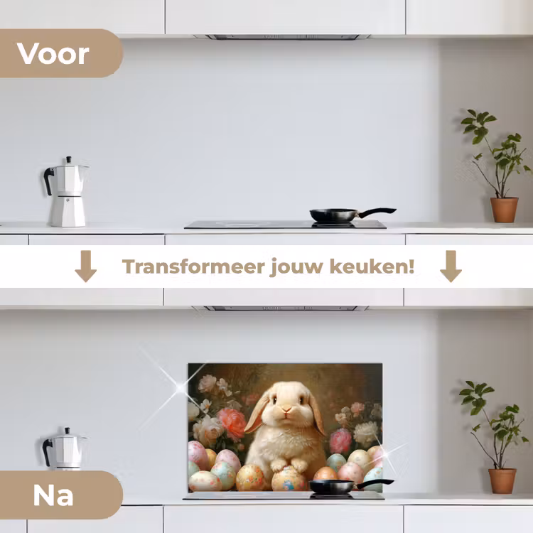 Spatscherm keuken - Konijn - Paaseieren - Stilleven — 3