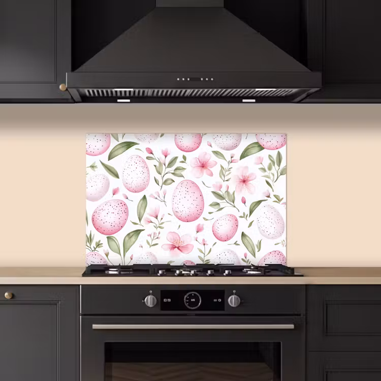 Spatscherm keuken - Patroon - Eieren - Roze - Pasen — 2
