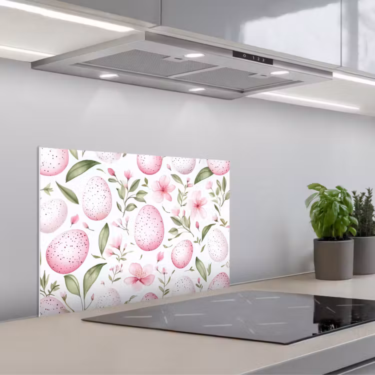 Spatscherm keuken - Patroon - Eieren - Roze - Pasen — 5