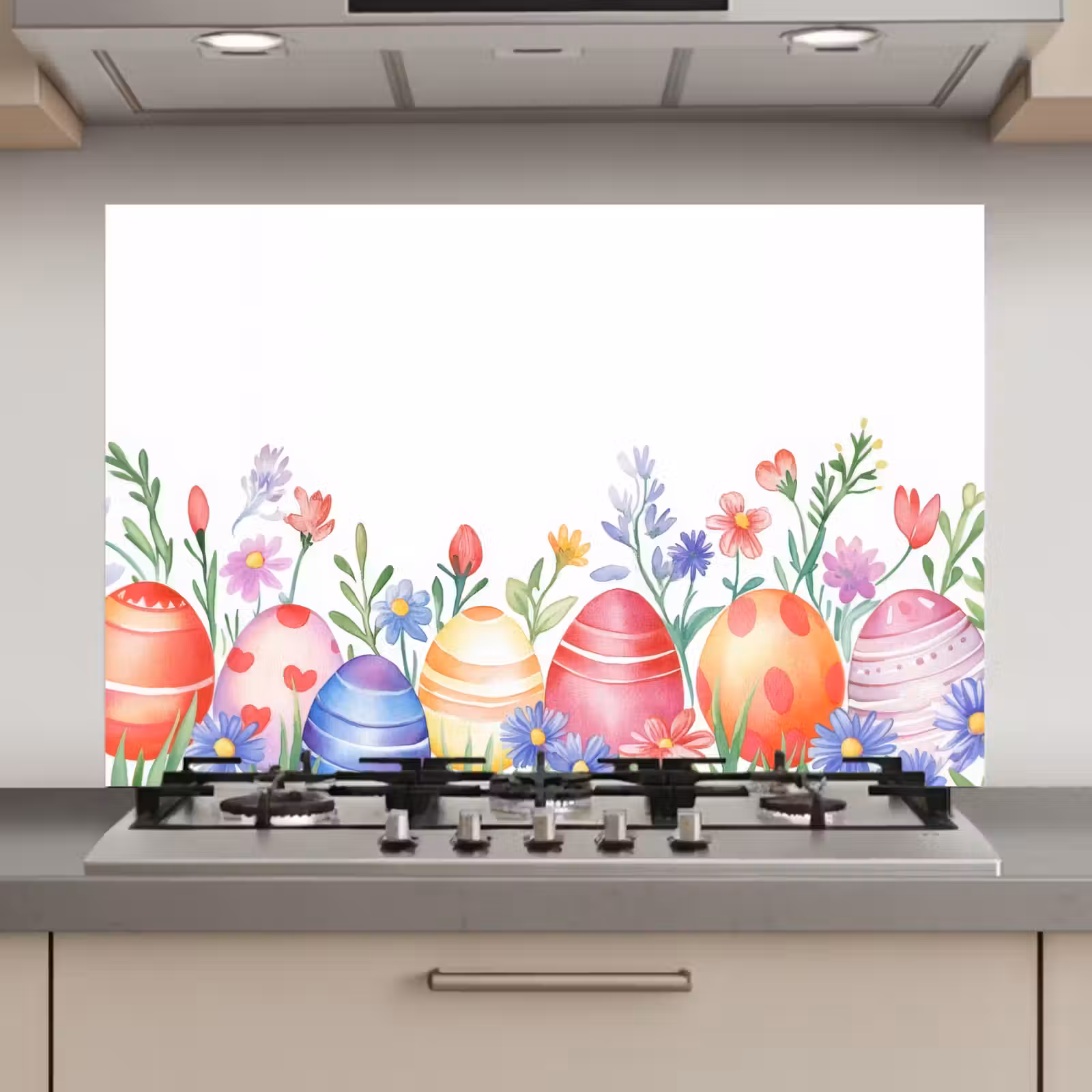 Spatscherm keuken - Bloementuin - Kleurrijk - Eieren — 1