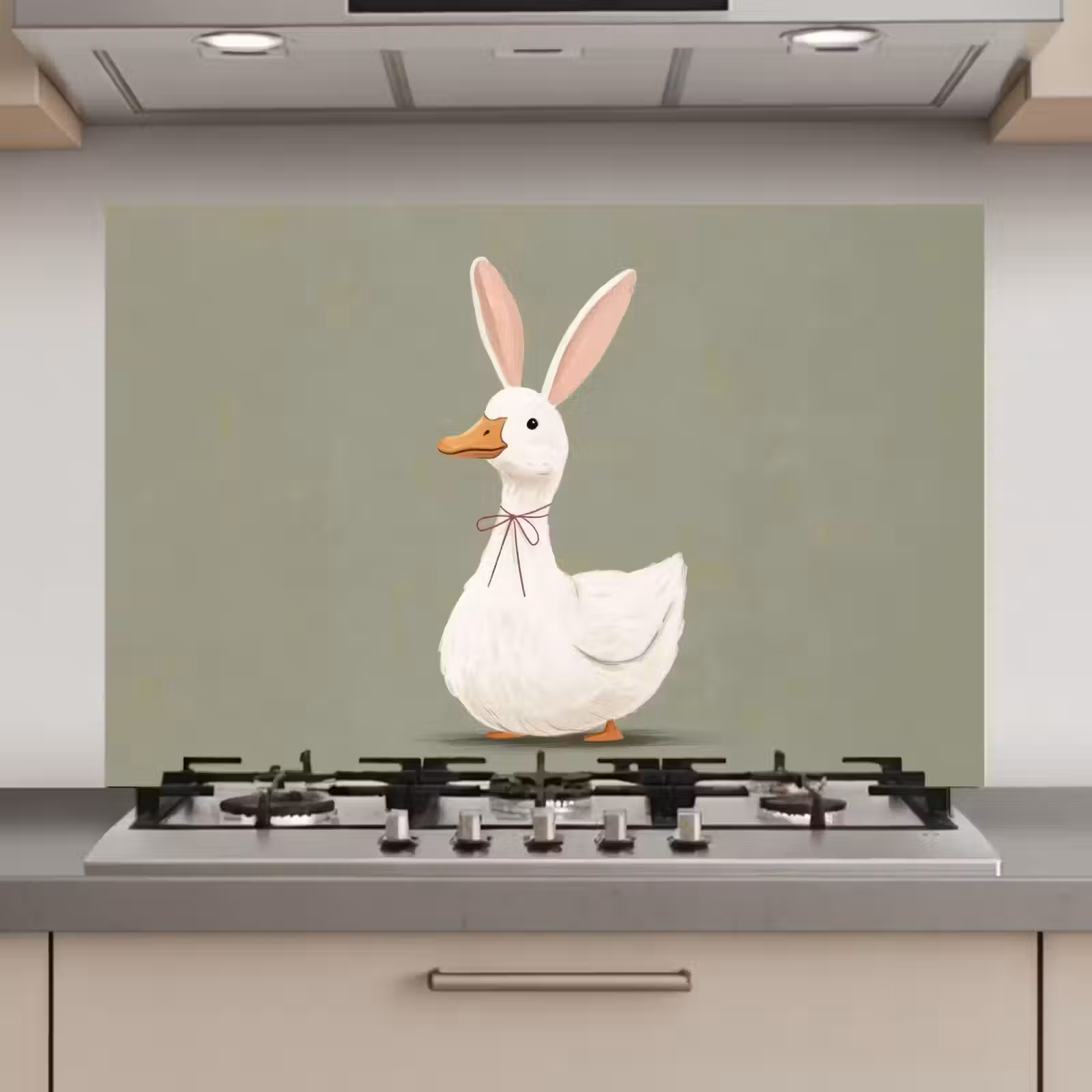 Spatscherm keuken - Eend - Konijnoren - Grijs — 1