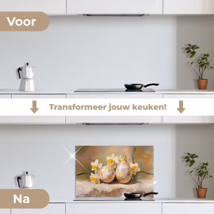 Spatscherm keuken - Bloemen - Eieren - Geschilderd — 3
