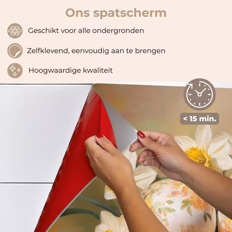 Spatscherm keuken - Bloemen - Eieren - Geschilderd — 4